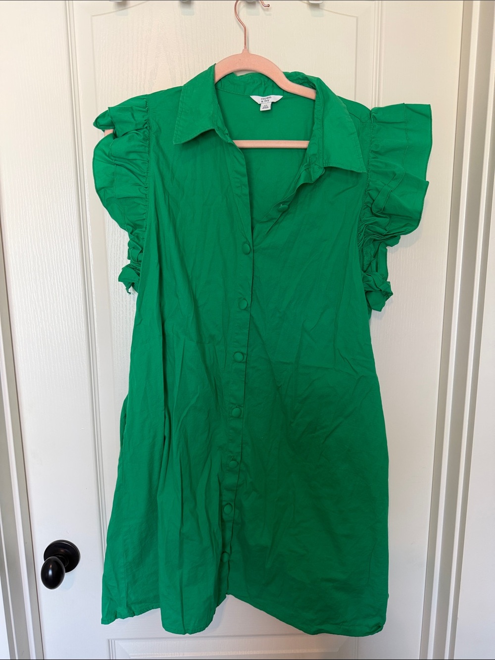 crown & ivy Emerald Green Button-Front Dress